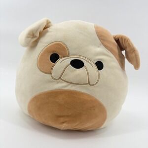 Squishmallow Bulldog Dog Plush Toy‎ Cream Brown Round Stuffed Animal Kids 14"